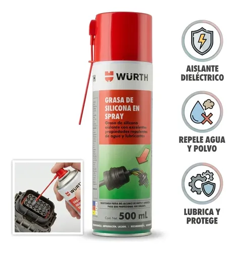 Grasa Dielectrica Siliconada Aislante de Contactos Wurth 500 Ml