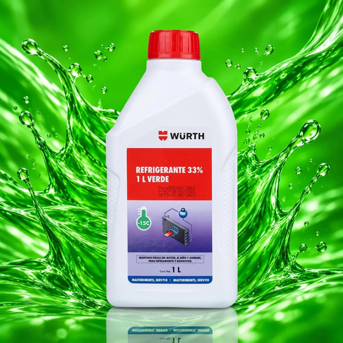 Aditivo Líquido para Radiadores Wurth, Listo para Usar, 1 Litro, Verde