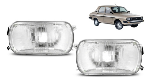 Optica Renault 12 R12 Rectangular 1971 a 1994 Kit Ambos Lados