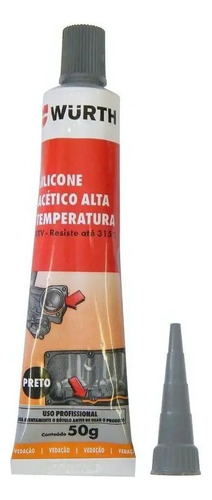 Silicona Acética Wurth Alta Temperatura Negra 50g