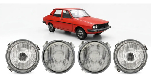 Juego de ópticas delanteras redondas LAM para Renault 12 R12 bifaro, kit x4