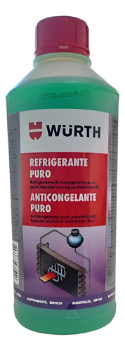 Refrigerante Anticongelante Puro Wurth 1l Verde Concentrado Verde